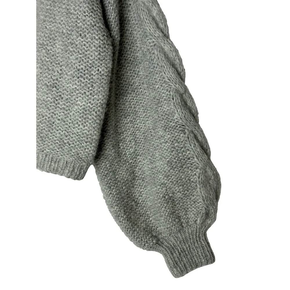 Eleven Six‎ Vaida Sweater Women's M/L Pale Grey Hand Knit Baby Alpaca Wool  $398